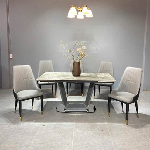 Bộ Bàn Ăn Thông Minh Mặt Đá 6 Ghế BA-1902