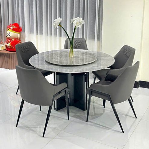 Bàn Ăn Mặt Đá Tròn Xoay 5 Ghế BA-1914