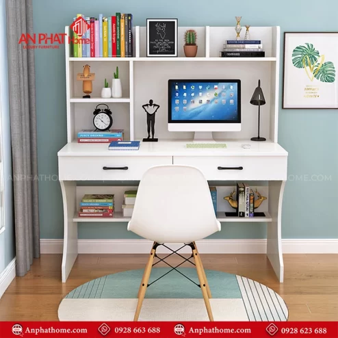 Mẫu bàn học sinh kèm kệ sách hiện đại