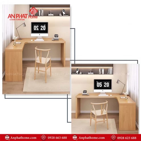 Mẫu bàn học kèm kệ sách bằng gỗ công nghiệp