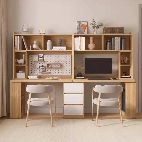 Bàn Học Đôi Thiết Kế Hiện Đại Kết Hợp Kệ Sách B-2886 An Phát Home