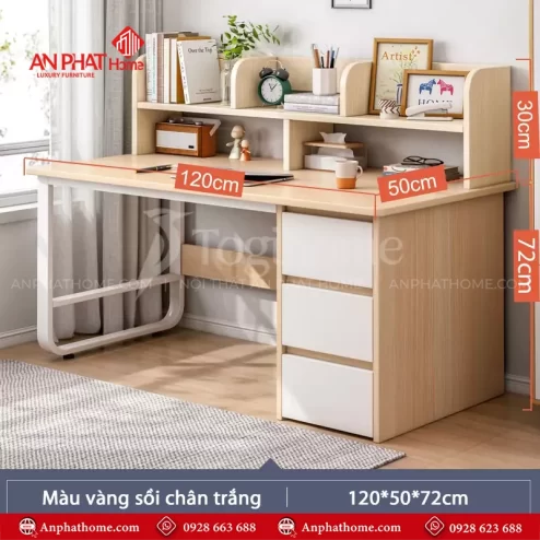 Mẫu bàn học sinh kèm kệ sách đẹp