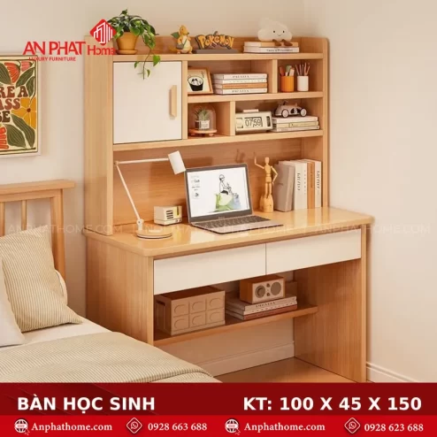 Thiết kế bàn học thông minh kèm giá sách