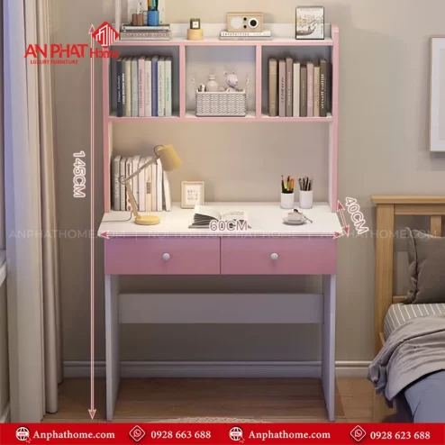Thiết kế bàn học thông minh kèm giá sách