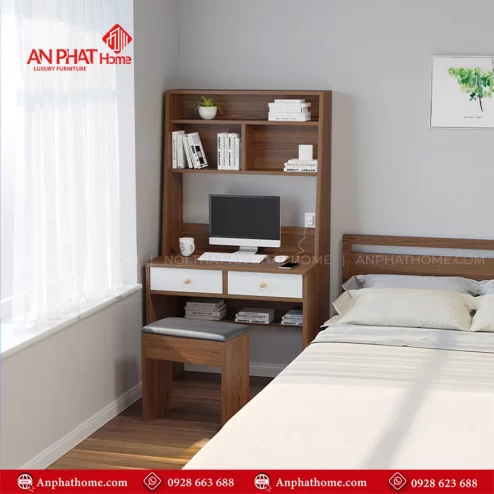 Mẫu bàn học kèm giá sách đẹp