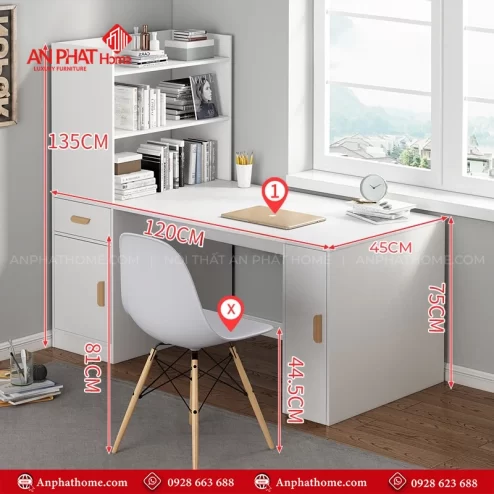 Mẫu bàn học trẻ em kèm giá sách