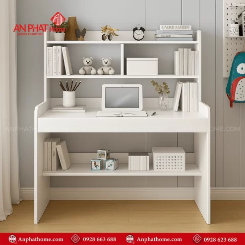 Mẫu bàn học kèm giá sách cao cấp