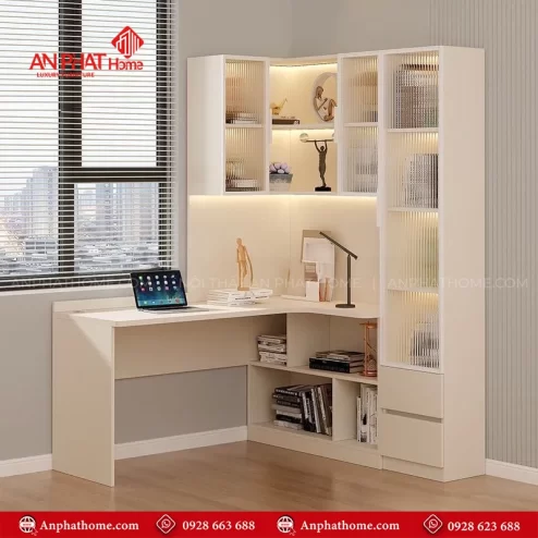 Mẫu bàn làm việc kệ sách đẹp
