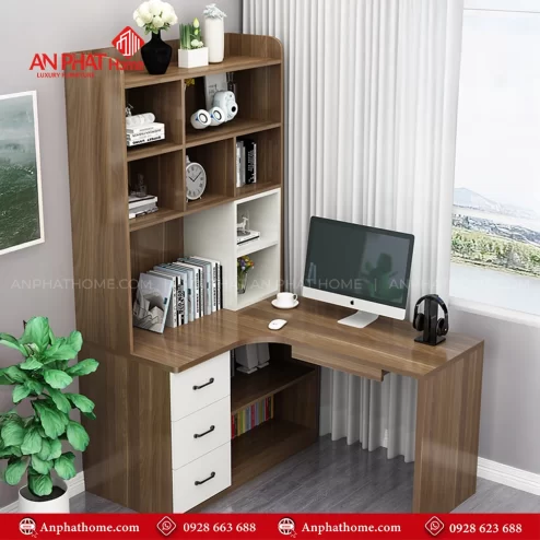 Thiết kế mẫu bàn làm việc kết hợp kệ sách