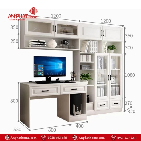 Mẫu bàn làm việc kết hợp tủ đa năng