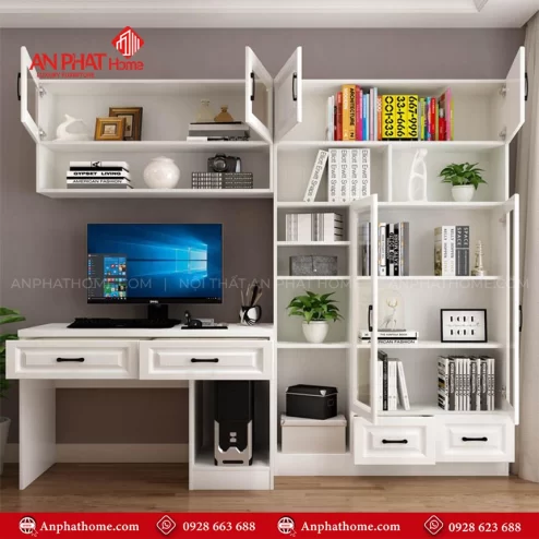 Mẫu tủ kết hợp bàn làm việc thông minh