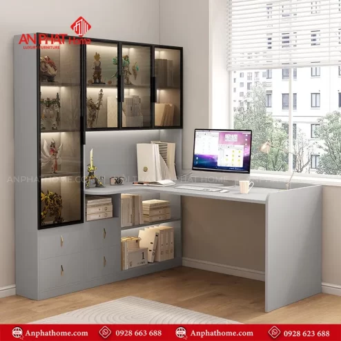 Mẫu tủ kết hợp bàn làm việc hiện đại thông minh