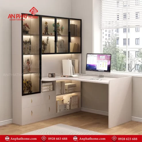 Mẫu bàn làm việc đơn giản có tủ đa năng