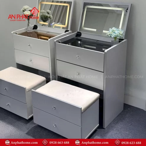 Bàn trang điểm đẹp kèm gương led hiện đại