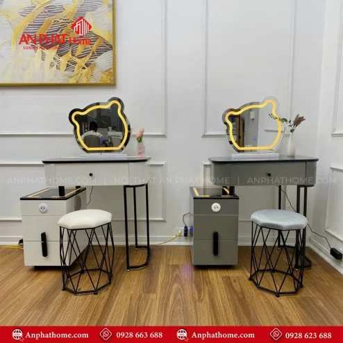 Mẫu bàn trang điểm đẹp hiện đại có giương led