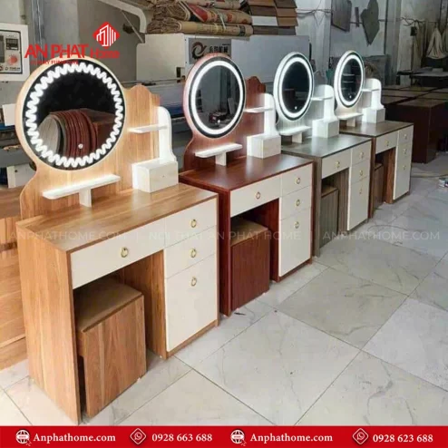 Mẫu bàn trang điểm gương đèn led