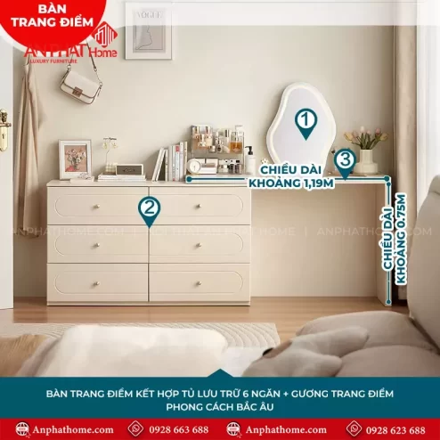 Mẫu bàn phấn trang điểm hiện đại đẹp