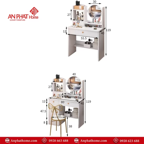 Mẫu bàn phấn trang điểm hiện đại đẹp