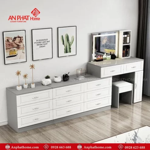 Mẫu bàn trang điểm kết hợp tủ đựng đồ đẹp