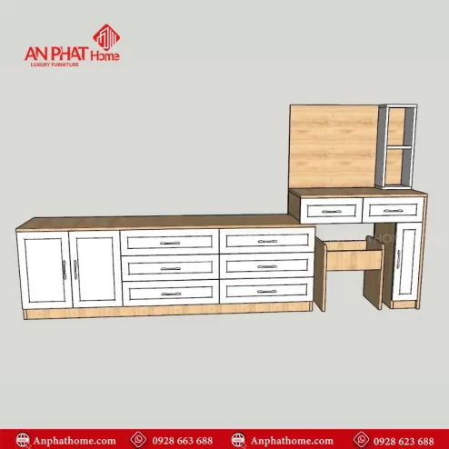 Mẫu thiết kế bàn trang điểm kết hợp tủ trang trí