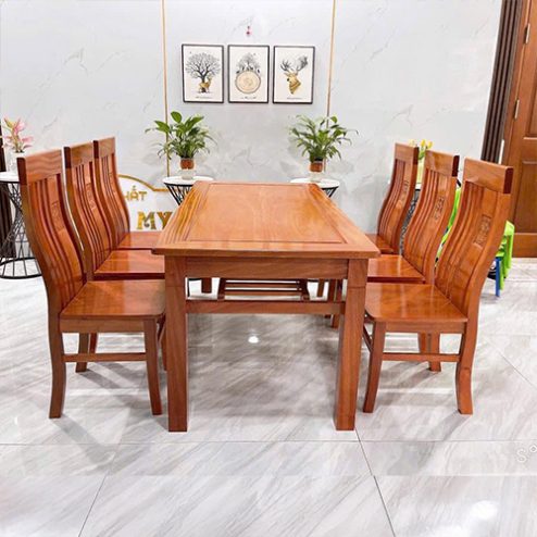 Bàn ăn gỗ gõ 6 ghế cao cấp BA-2023