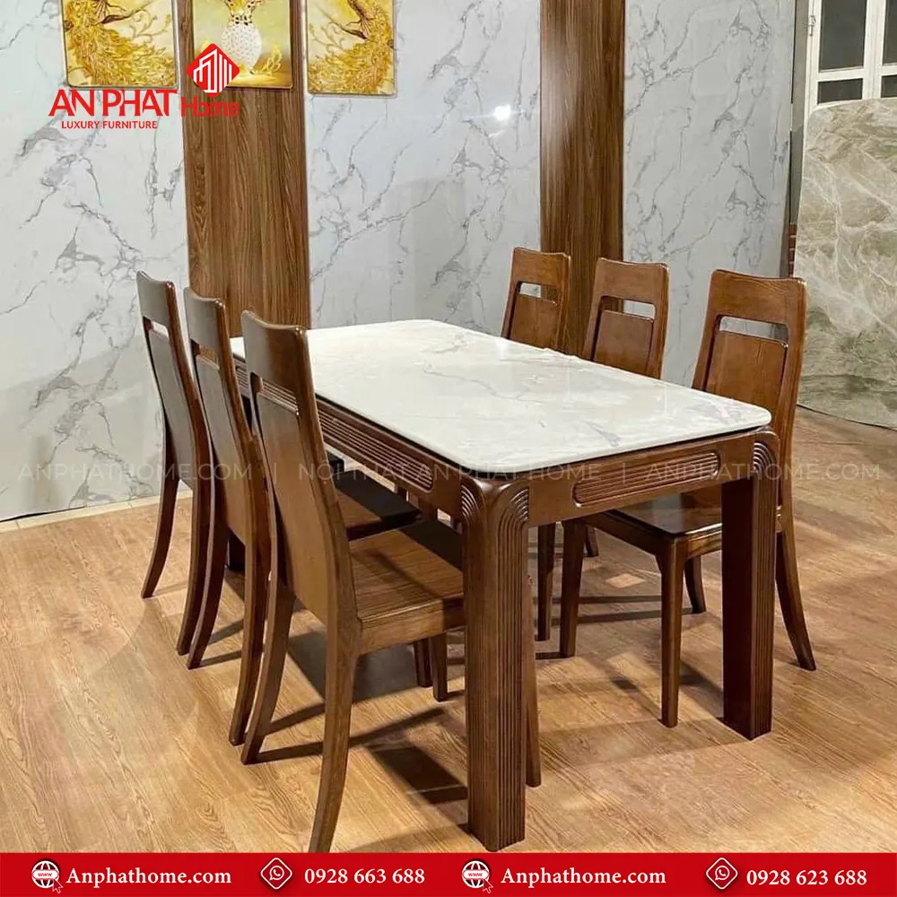 Bàn ăn mặt đá gỗ sồi 6 ghế hiện đại BA-2067 3 Bàn ăn mặt đá gỗ sồi 6 ghế hiện đại BA-2067, uý khách có thể lựa chọn kích thước bàn từ dài 1m20 – 1m80 hoặc lớn hơn, để phù hợp với nhu cầu sử dụng, Bộ bàn 1m20 sẽ đi kèm 4 ghế, bàn 1m40 – 1m60 – 1m80 đi kèm 6 ghế theo bộ, Ngoài da có thể đặt mua thêm số lượng ghế ngồi để phù hợp với nhu cầu sử dụng.