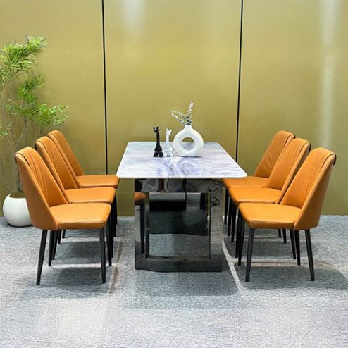 Bàn ăn mặt đá thạch anh 6 ghế nhập khẩu nguyên chiếc BA-1918
