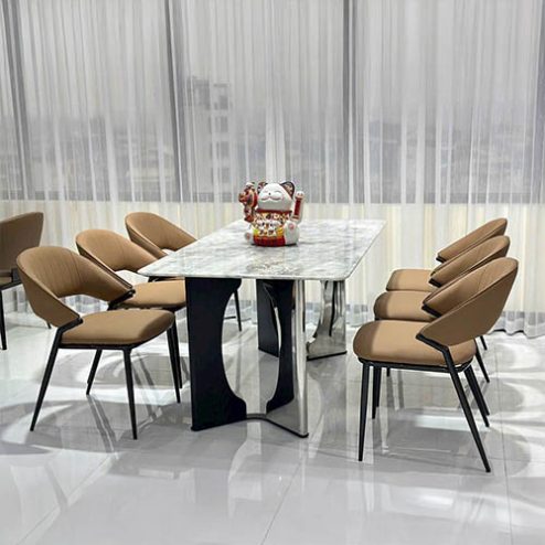 Bàn ăn mặt đá thạch anh nhập khẩu BA-1919