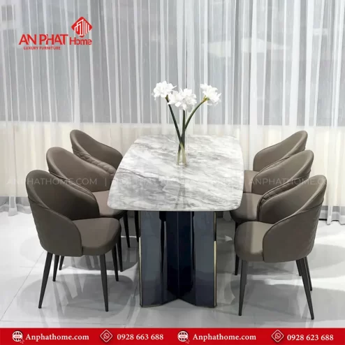 Bo Ban An 6 Ghe Mat Da Thach Anh Cao Cap Nhap Khau BA 1913 4