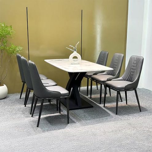 Bộ Bàn Mặt Đá Ceramic Chân Cong Nhập Khẩu - BA-1901