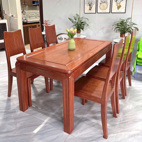 Bộ bàn ăn 6 ghế gỗ gõ đỏ hiện đại BA-2022