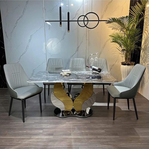 Bộ bàn ăn 6 ghế sang trọng mặt đá thạch anh BA-1990