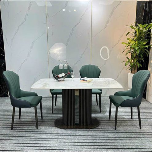 Bộ bàn ăn ăn mặt đá kết hợp ghế da sang trọng BA-1925