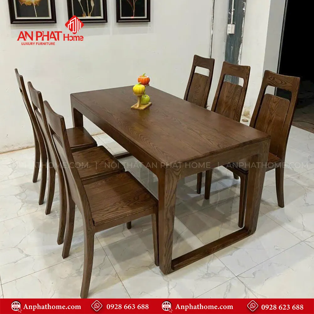Bộ bàn ăn gỗ 6 ghế hiện đại BA-2069 3 Bộ bàn ăn gỗ 6 ghế hiện đại BA-2069, quý khách có thể lựa chọn kích thước bàn từ dài 1m60 – 1m80 – 2m hoặc lớn hơn, để phù hợp với nhu cầu sử dụng, 1m60 – 1m80 – 2m đi kèm 6 ghế theo bộ, Ngoài da có thể đặt mua thêm số lượng ghế ngồi để phù hợp với nhu cầu sử dụng. Lưu ý mẫu bàn BA-2036 chỉ phù hợp làm từ kích thước dài 1m60 trở lên, nhỏ hơn quý khách lựa chọn mẫu chân đơn để phù hợp với thiết kế.