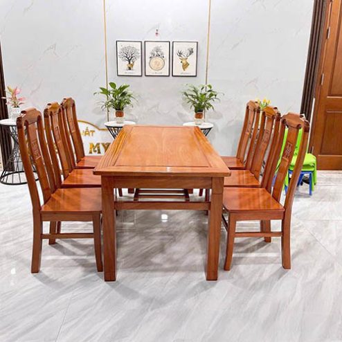 Bộ bàn ăn gỗ gõ đỏ 6 ghế hiện đại BA-2024