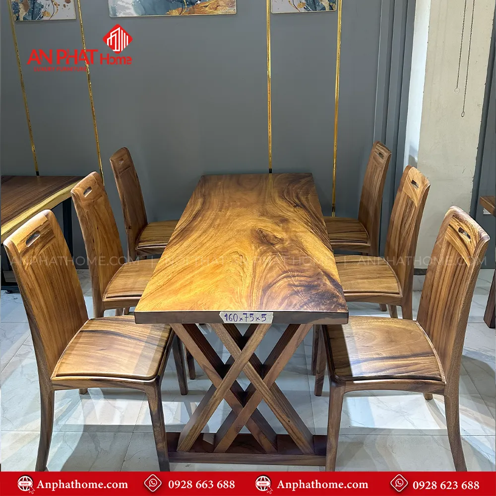 Bộ bàn ăn gỗ me tây đi kèm 6 ghế BA-2050 7 Bộ bàn ăn gỗ me tây đi kèm 6 ghế BA-2050, Với thiết kế đơn giản, kiểu dáng hiện đại, Bộ bàn ăn Me Tây nguyên tấm vân gỗ tự nhiên sang trọng, Phù hợp với mọi không gian