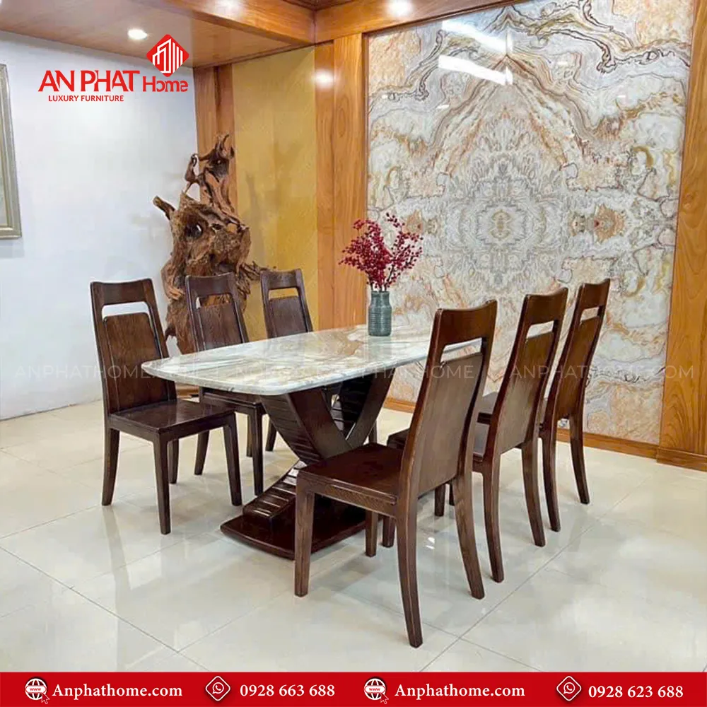 Bộ bàn ăn gỗ sồi mặt đá ceramic 6 ghế BA-2029 5 Bộ bàn ăn gỗ sồi 6 ghế cao cấp BA-2029, quý khách có thể lựa chọn kích thước bàn từ dài 1m60 – 1m80 – 2m hoặc lớn hơn, để phù hợp với nhu cầu sử dụng, 1m60 – 1m80 – 2m đi kèm 6 ghế theo bộ, Ngoài da có thể đặt mua thêm số lượng ghế ngồi để phù hợp với nhu cầu sử dụng. Lưu ý mẫu bàn BA-2029 chỉ phù hợp làm từ kích thước dài 1m60 trở lên, nhỏ hơn quý khách lựa chọn mẫu chân đơn để phù hợp với thiết kế.