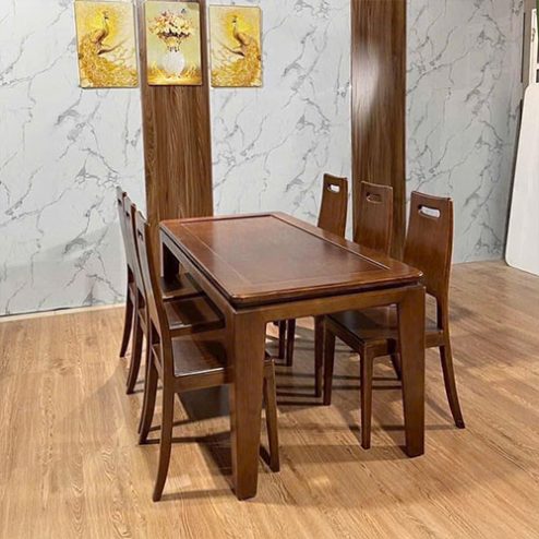 Bộ bàn ăn gỗ sồi nga 6 ghế sang trọng BA-2034