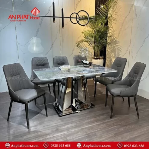 Bo ban an khung inox mat da 6 ghe nhap khau BA 1961 2