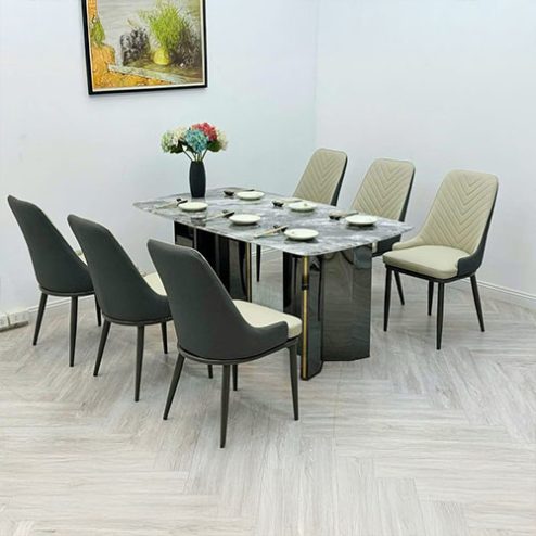 Bộ bàn ăn mặt đá 6 ghế cao cấp -BA-1930