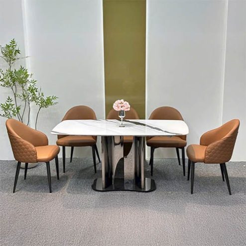 Bộ bàn ăn mặt đá 6 ghế cao cấp BA-1950