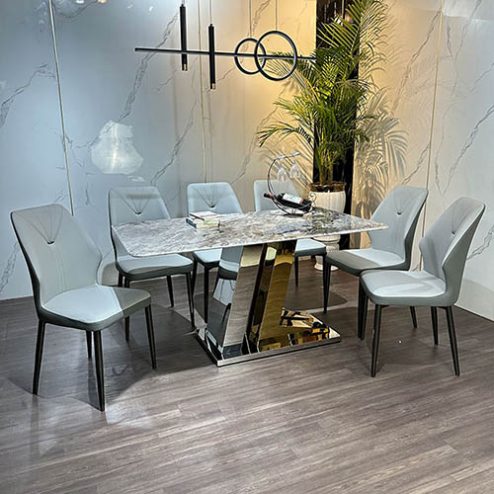 Bộ bàn ăn mặt đá cao cấp 6 ghế BA-1986