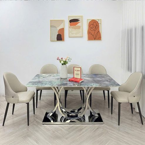 Bộ bàn ăn mặt đá cao cấp nhập khẩu 6 ghế BA-1989