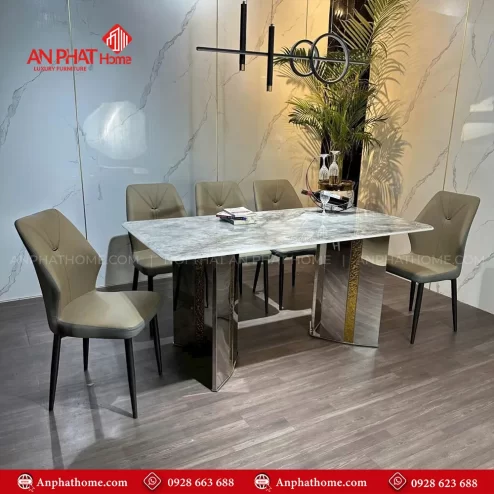 Bo ban an mat da chan inox 6 ghe nhap khau BA 2016 1