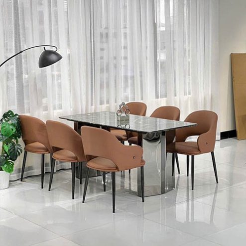 Bộ bàn ăn mặt đá ghế da cao cấp nhập khẩu BA-1959