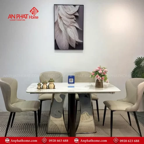 Bo ban an mat da khung inox 4 ghe cao cap BA 2010 2