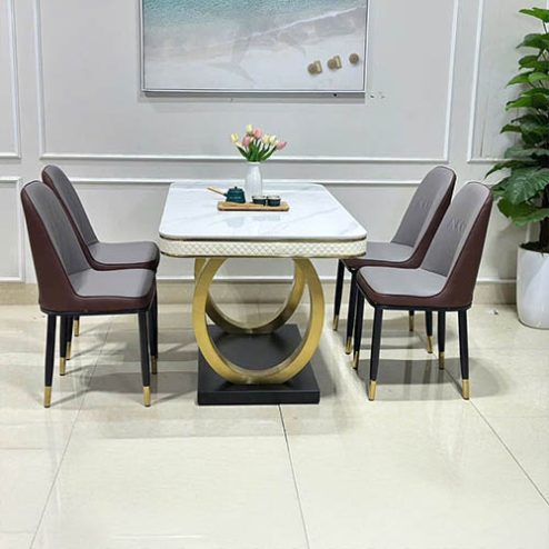 Bộ bàn ăn mặt đá sang trọng nhập khẩu BA-1936