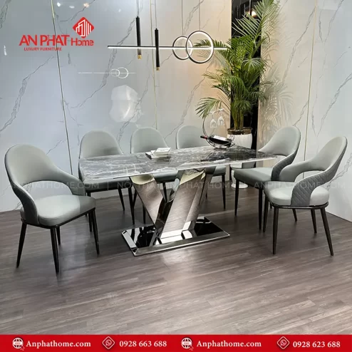 Bo ban an mat da thach 6 ghe anh khung inox BA 1987 3