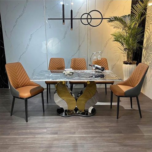 Bộ bàn ăn mặt đá thạch anh 6 ghế cao cấp BA-1982