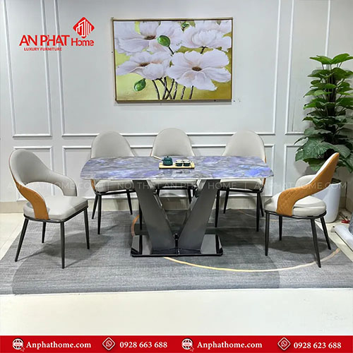Bộ bàn ăn mặt đá thạch anh chân chữ V nhập khẩu BA-1927 9 Bộ bàn ăn mặt đá thạch anh chân chữ V nhập khẩu BA-1927